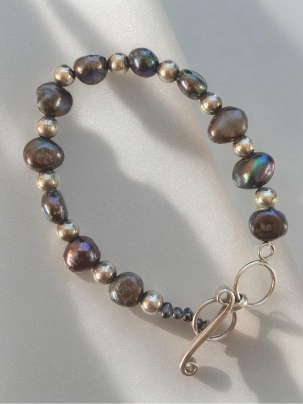 Silpada Fresh Water Gray Pearl and Silver Bead Bracelet B1182